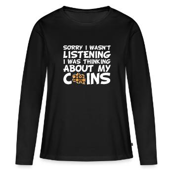 Les collectionneurs de pièces collectent des pièces - T-shirt manches longues Premium bio Femme - noir - Devant - Julia (174cm)