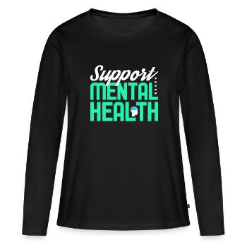 Santé mentale Mentale Gesundheit - T-shirt manches longues Premium bio Femme - noir - Devant - Julia (174cm)