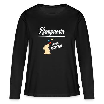 Klempnerin Frohe Ostern Ostergeschenk Klempnerei - Frauen Premium Bio Langarmshirt - Schwarz - Vorne - Julia (174cm)