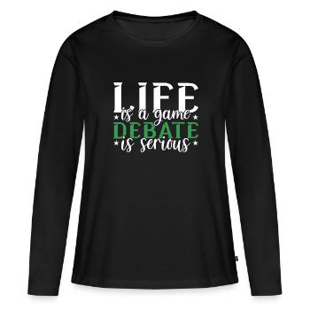 Débat Débat argumentation - T-shirt manches longues Premium bio Femme - noir - Devant - Julia (174cm)