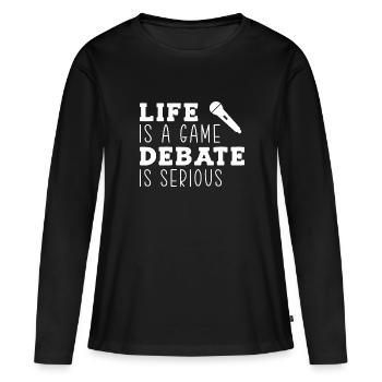 Débat Débat argumentation - T-shirt manches longues Premium bio Femme - noir - Devant - Julia (174cm)
