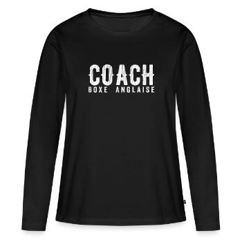 Coach Boxe Anglaise | Entraineur de Boxe Anglaise - T-shirt manches longues Premium bio Femme - noir - Devant - Julia (174cm)