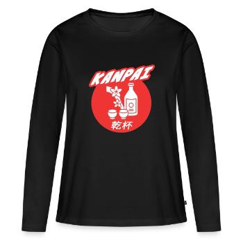 kanpai saké tchin japon - T-shirt manches longues Premium bio Femme - noir - Devant - Julia (174cm)