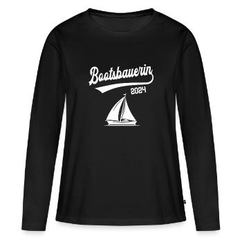Bootsbauerin 2024 Ausbildung Prüfung Bootsbau - Frauen Premium Bio Langarmshirt - Schwarz - Vorne - Julia (174cm)
