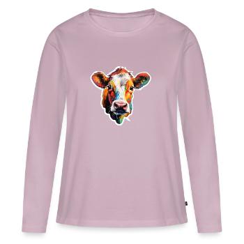 Kuhkopf bunt - Frauen Premium Bio Langarmshirt - Altrosa - Vorne - Julia (174cm)