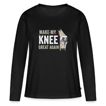 Knie-Comeback: Mach Mein Knie Wieder Großartig - Frauen Premium Bio Langarmshirt - Schwarz - Vorne - Julia (174cm)