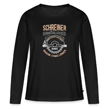 Menuisier Impossible sera fait immédiatement - T-shirt manches longues Premium bio Femme - noir - Devant - Julia (174cm)
