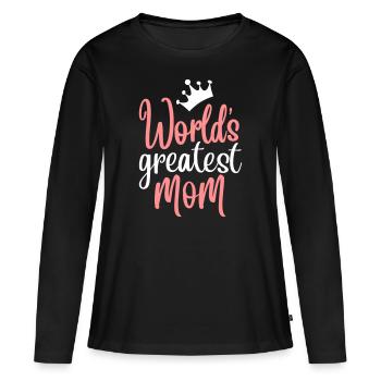meilleure maman dans la meilleure journée des mères au monde - T-shirt manches longues Premium bio Femme - noir - Devant - Julia (174cm)