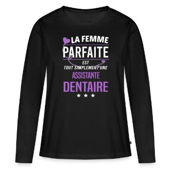 Assistante dentaire - T-shirt manches longues Premium bio Femme - noir - Devant - Julia (174cm)