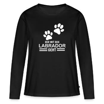 Herrchen Labrador der mit dem Labrador geht - Frauen Premium Bio Langarmshirt - Schwarz - Vorne - Julia (174cm)