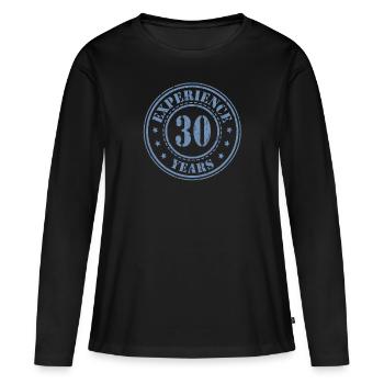 30 ans d’expérience - T-shirt manches longues Premium bio Femme - noir - Devant - Julia (174cm)