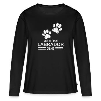 Herrchen Labrador der mit dem Labrador geht - Frauen Premium Bio Langarmshirt - Schwarz - Vorne - Julia (174cm)