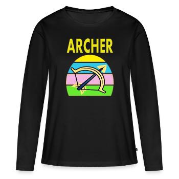 Tir à l’arc Sports Arbalète Cadeau - T-shirt manches longues Premium bio Femme - noir - Devant - Julia (174cm)