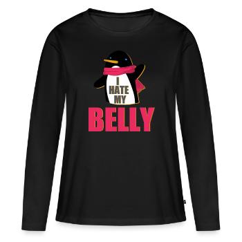 Dick - Übergewicht - Frauen Premium Bio Langarmshirt - Schwarz - Vorne - Julia (174cm)