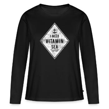 Vitamin Sea Vintage Look - T-shirt manches longues Premium bio Femme - noir - Devant - Julia (174cm)