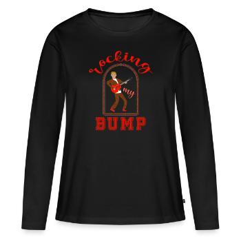 Rocking my bump maximum rocknroll rockabilly - T-shirt manches longues Premium bio Femme - noir - Devant - Julia (174cm)