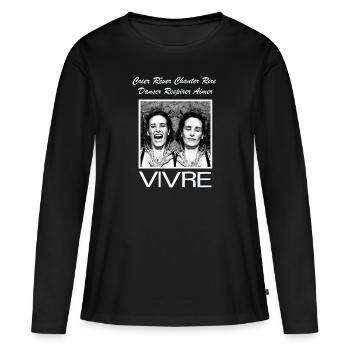 VIVRE White - T-shirt manches longues Premium bio Femme - noir - Devant - Julia (174cm)