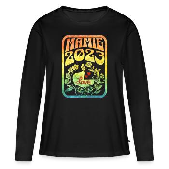 Annonce Grossesse 2023 - Future Mamie 2023 - T-shirt manches longues Premium bio Femme - noir - Devant - Julia (174cm)