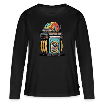 Juke box des années 70 n°3 - T-shirt manches longues Premium bio Femme - noir - Devant - Julia (174cm)