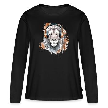 Heko le lion audiophile - T-shirt manches longues Premium bio Femme - noir - Devant - Julia (174cm)