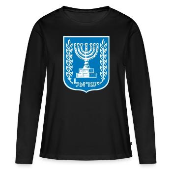 Menorah le chandelier à sept branches, judaïsme d’Israël - T-shirt manches longues Premium bio Femme - noir - Devant - Julia (174cm)