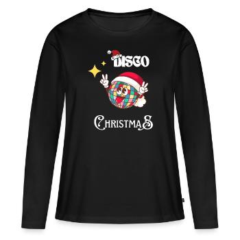 Fun Disco Christmas | XMAS - T-shirt manches longues Premium bio Femme - noir - Devant - Julia (174cm)