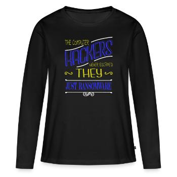 blagues crypter déclaration bday glitch - T-shirt manches longues Premium bio Femme - noir - Devant - Julia (174cm)
