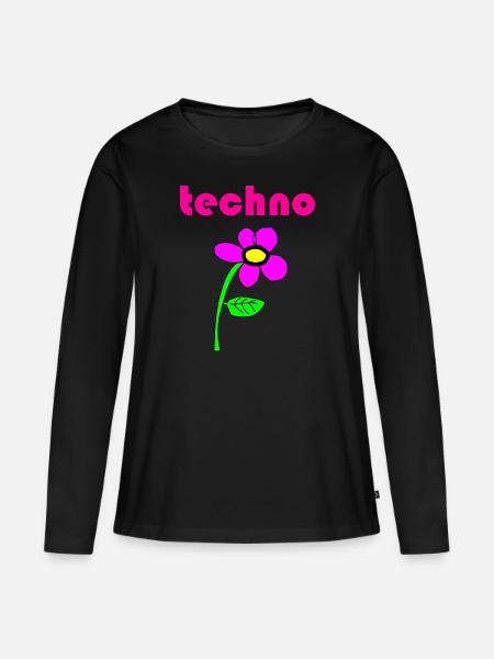 techno blume - Frauen Premium Bio Langarmshirt - Schwarz