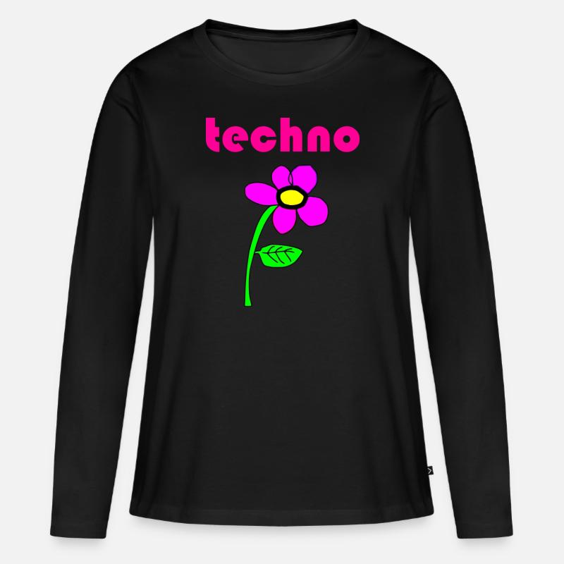 techno blume - Frauen Premium Bio Langarmshirt - Schwarz