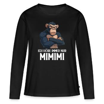 Singe Chimpanzé J’entends toujours Mimimi - T-shirt manches longues Premium bio Femme - noir - Devant - Julia (174cm)