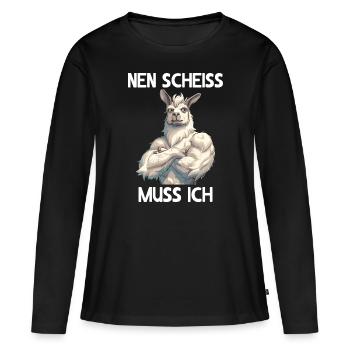 Alpaga Lama Andes Amérique du Sud Je dois baiser - T-shirt manches longues Premium bio Femme - noir - Devant - Julia (174cm)