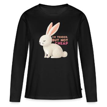 Je suis tendre, mais pas bon marché - T-shirt manches longues Premium bio Femme - noir - Devant - Julia (174cm)