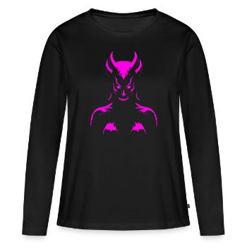 Démon rose - T-shirt manches longues Premium bio Femme - noir - Devant - Julia (174cm)