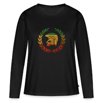 Trojan helmet in a laurel wreath - Women's Premium Organic Long Sleeve Shirt - black - Front - Julia (174cm)