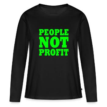 People not profit - T-shirt manches longues Premium bio Femme - noir - Devant - Julia (174cm)