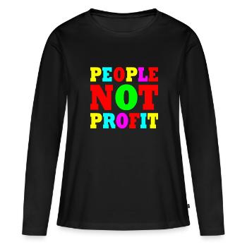 People not profit - T-shirt manches longues Premium bio Femme - noir - Devant - Julia (174cm)