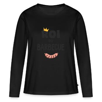 Roi du barbecue pour homme papa BBQ - T-shirt manches longues Premium bio Femme - noir - Devant - Julia (174cm)