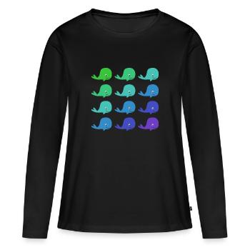 Whales pattern - Women's Premium Organic Long Sleeve Shirt - black - Front - Julia (174cm)