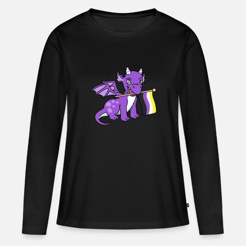 Nonbinary Pride Drache Nonbinary Pride - Frauen Premium Bio Langarmshirt - Schwarz