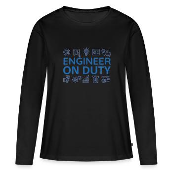Ingénieur en service - En service - T-shirt manches longues Premium bio Femme - noir - Devant - Julia (174cm)