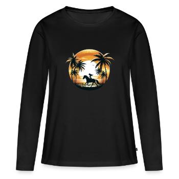 Pferde reiten Reitsport Pferd Mädchen - Frauen Premium Bio Langarmshirt - Schwarz - Vorne - Julia (174cm)
