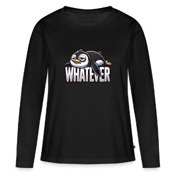 Pingouin fatigué : pas envie de se détendre - T-shirt manches longues Premium bio Femme - noir - Devant - Julia (174cm)