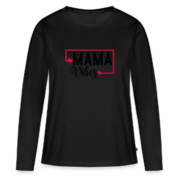 Mama Vibes Wife Mom Boss one Loved mama - Frauen Premium Bio Langarmshirt - Schwarz - Vorne - Julia (174cm)