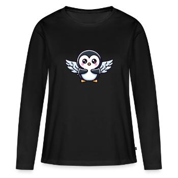 Celestial penguin flapping wings in the freezing cold - Women's Premium Organic Long Sleeve Shirt - black - Front - Julia (174cm)