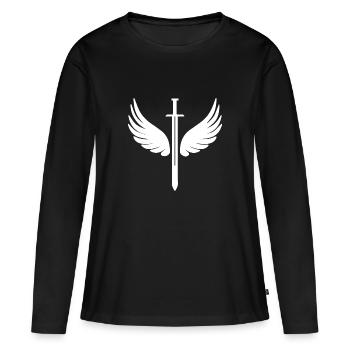 Épée à ailes - T-shirt manches longues Premium bio Femme - noir - Devant - Julia (174cm)