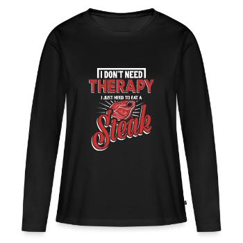 Viandes de steak - T-shirt manches longues Premium bio Femme - noir - Devant - Julia (174cm)