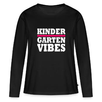 kindergarten vibes - T-shirt manches longues Premium bio Femme - noir - Devant - Julia (174cm)
