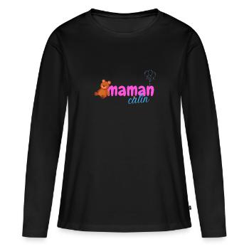 maman calin - T-shirt manches longues Premium bio Femme - noir - Devant - Julia (174cm)