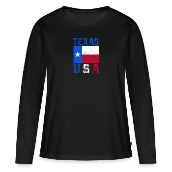 Texas-Flagge USA Design für Lone Star State Fans - Frauen Premium Bio Langarmshirt - Schwarz - Vorne - Julia (174cm)