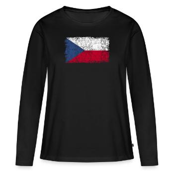 Drapeau tchèque République tchèque - T-shirt manches longues Premium bio Femme - noir - Devant - Julia (174cm)